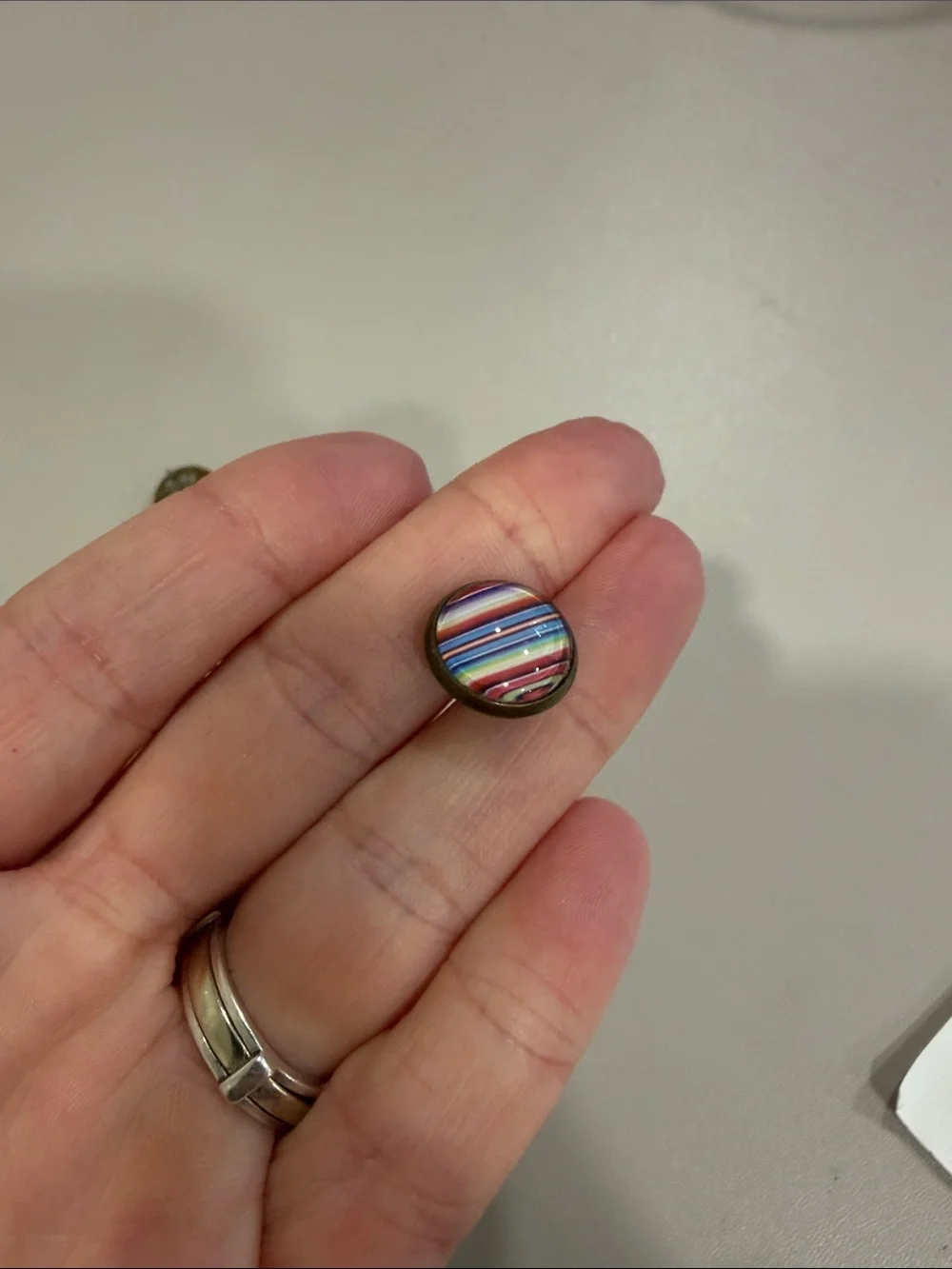Round Multicolor Stripe Stud Earrings